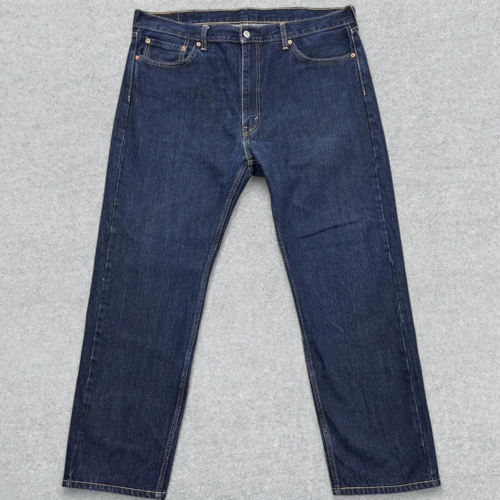 Levi's 505 Regular Fit Jeans Mens 40x30 Dark Indigo Blue Straight Leg Denim